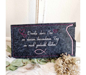 Stickdatei - ITH Schokohülle "Danke, dass Du an diesem besonderen Tag an mich gedacht hast" christlich